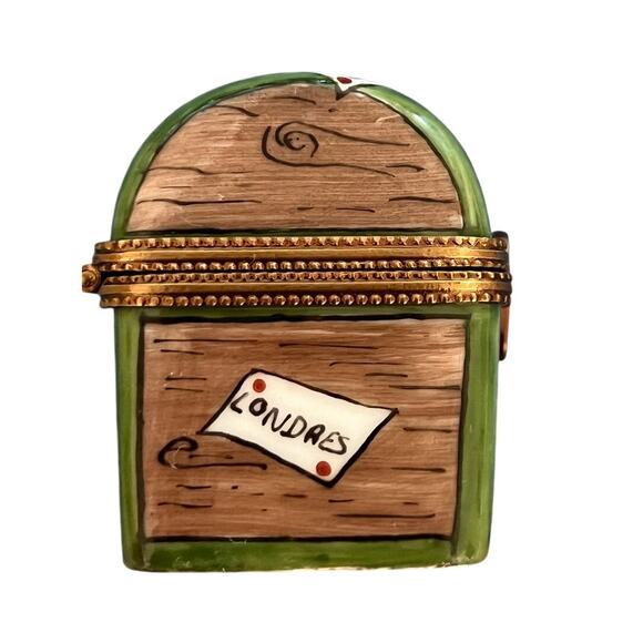 Limoges Signed Vintage Travel Trunk Luggage Trinket Box - Rare - Picture 7 of 9